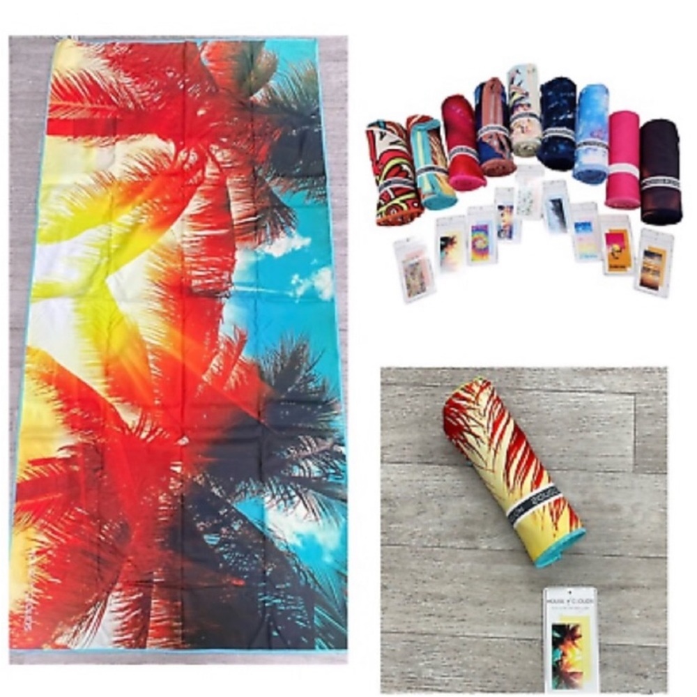 NWT House of Clouds Beach Towel Sand Free Microfiber Palm Trees